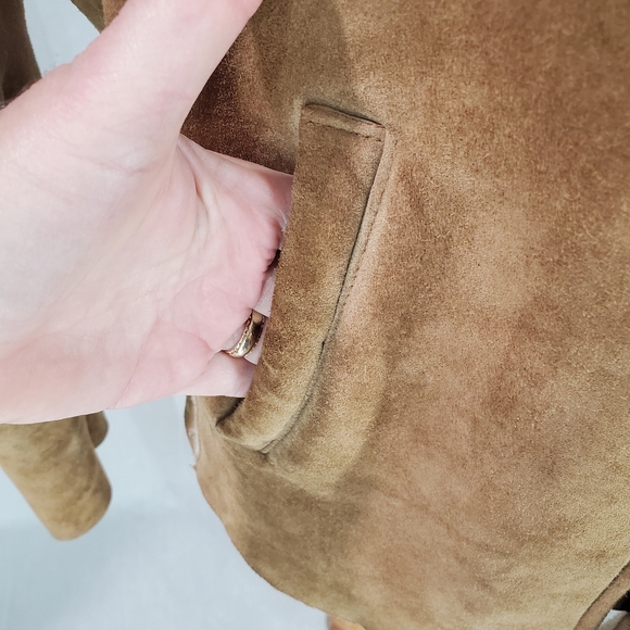 Women's GAP Suede Leather Sherpa Lined Jacket Y2K Size Large - Picture 15 of 17